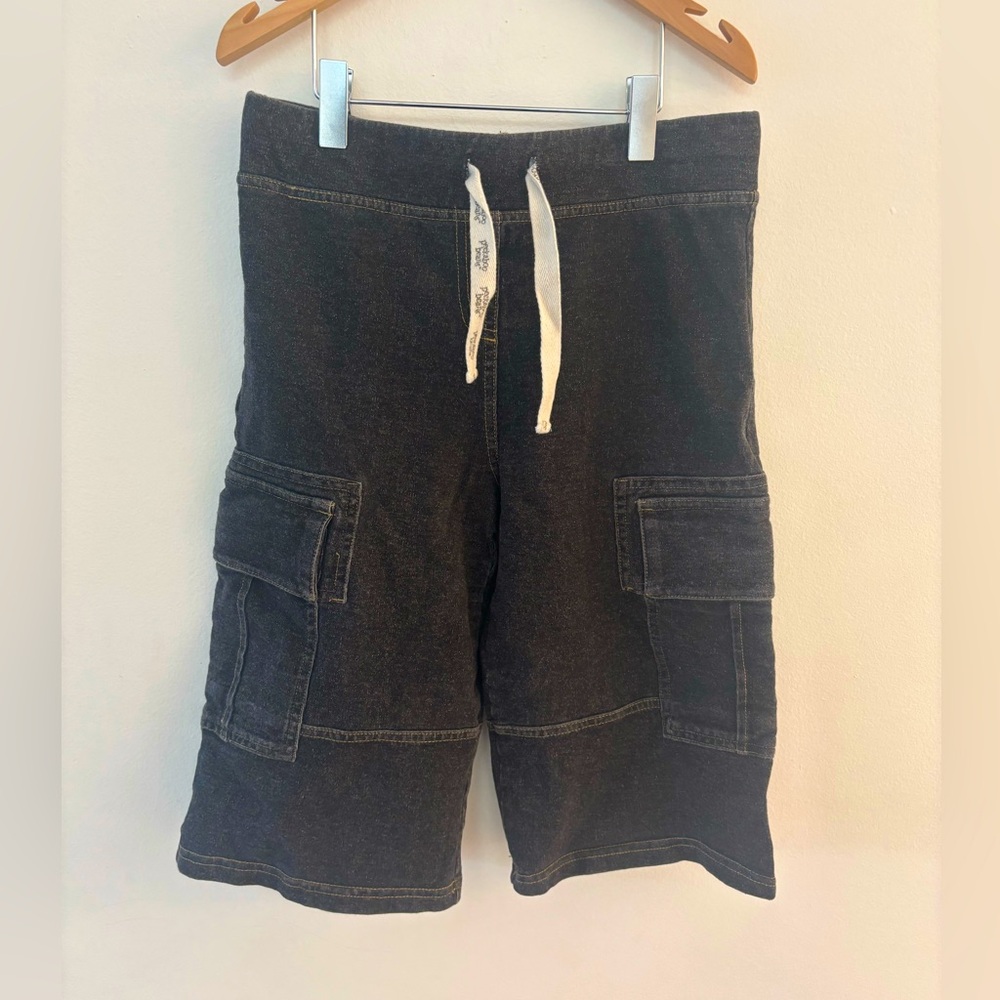Peekaboo Beans Cargo Long Shorts, Dark Blue Denim-look Cotton, Boys size 10. EUC